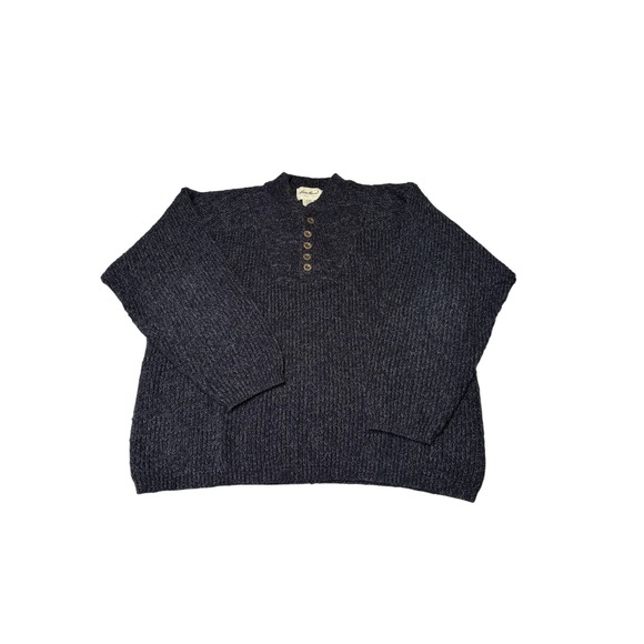 Eddie Bauer Other - Eddie Bauer Mens XL Tall Gray Speckled Cotton Fisherman Knit Henley‎ Sweater